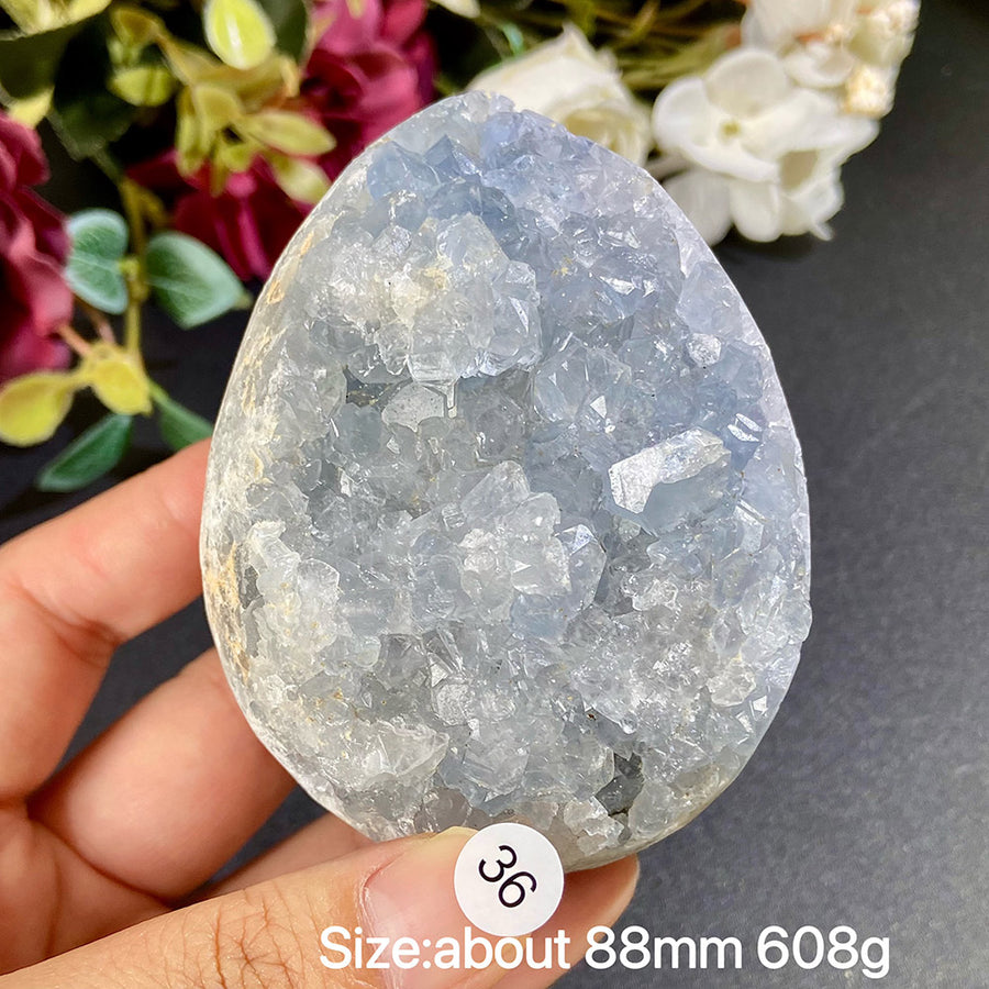 Natural Blue Celestite Geode Specimens - Heart / Drop / Egg Shapes