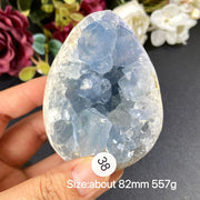 Natural Blue Celestite Geode Specimens - Heart / Drop / Egg Shapes