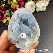 Natural Blue Celestite Geode Specimens - Heart / Drop / Egg Shapes