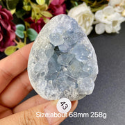 Natural Blue Celestite Geode Specimens - Heart / Drop / Egg Shapes