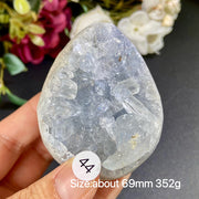 Natural Blue Celestite Geode Specimens - Heart / Drop / Egg Shapes