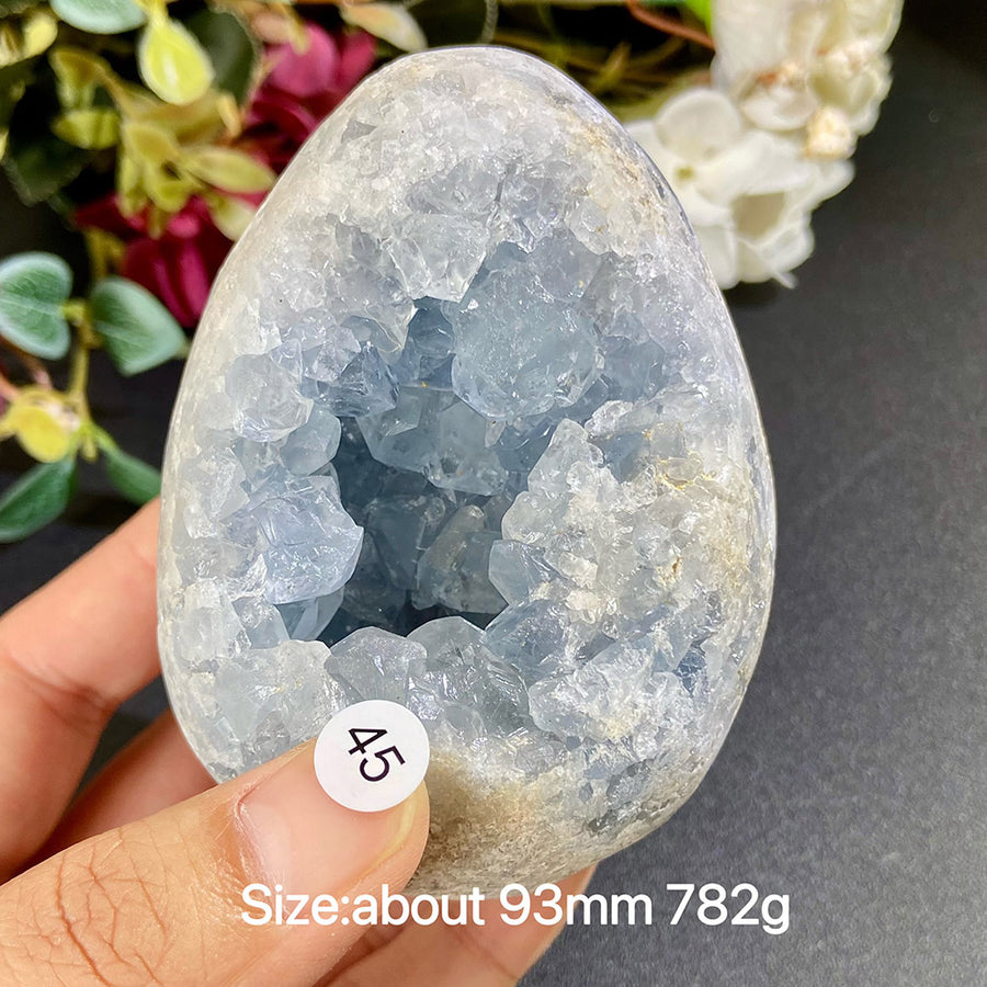 Natural Blue Celestite Geode Specimens - Heart / Drop / Egg Shapes