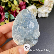 Natural Blue Celestite Geode Specimens - Heart / Drop / Egg Shapes