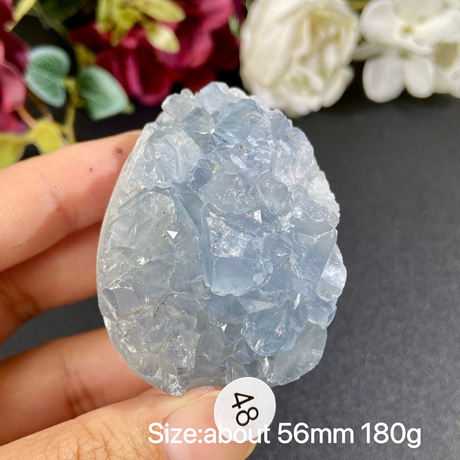 Natural Blue Celestite Geode Specimens - Heart / Drop / Egg Shapes