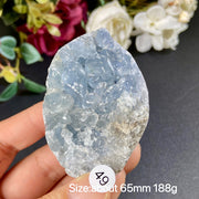 Natural Blue Celestite Geode Specimens - Heart / Drop / Egg Shapes