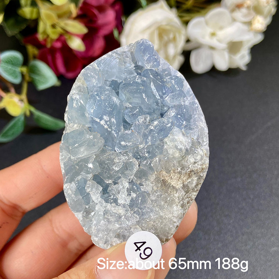 Natural Blue Celestite Geode Specimens - Heart / Drop / Egg Shapes