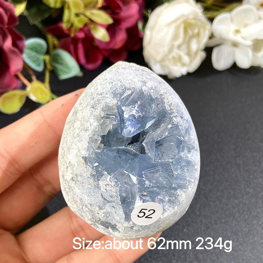 Natural Blue Celestite Geode Specimens - Heart / Drop / Egg Shapes
