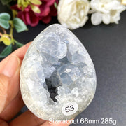 Natural Blue Celestite Geode Specimens - Heart / Drop / Egg Shapes