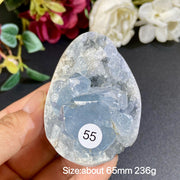 Natural Blue Celestite Geode Specimens - Heart / Drop / Egg Shapes