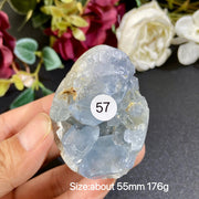 Natural Blue Celestite Geode Specimens - Heart / Drop / Egg Shapes