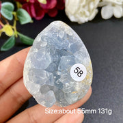 Natural Blue Celestite Geode Specimens - Heart / Drop / Egg Shapes