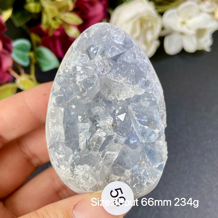 Natural Blue Celestite Geode Specimens - Heart / Drop / Egg Shapes