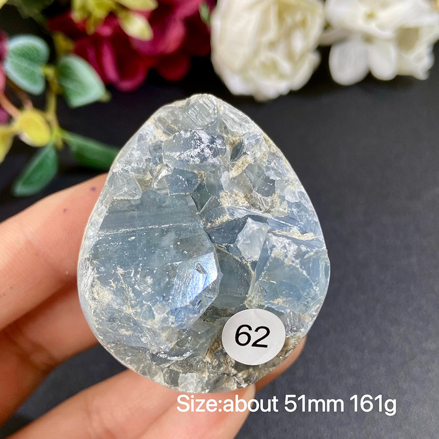 Natural Blue Celestite Geode Specimens - Heart / Drop / Egg Shapes