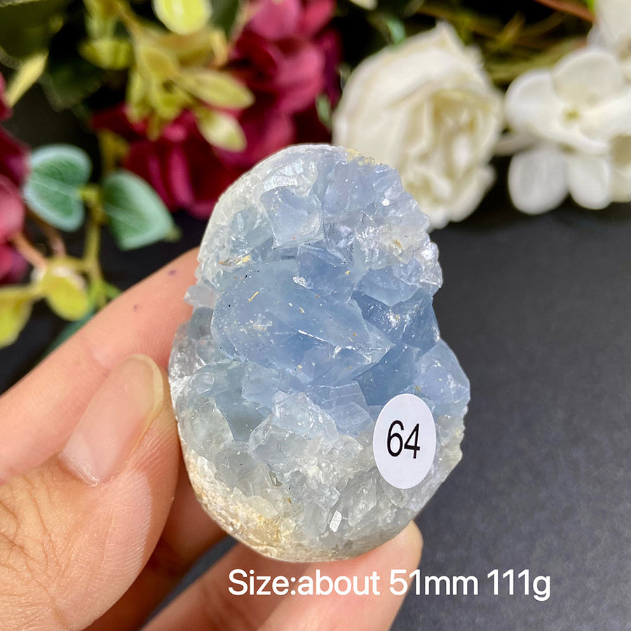 Natural Blue Celestite Geode Specimens - Heart / Drop / Egg Shapes