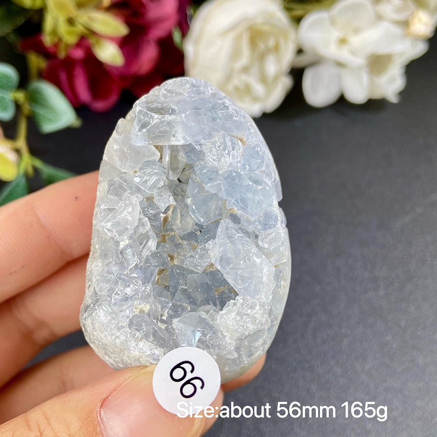 Natural Blue Celestite Geode Specimens - Heart / Drop / Egg Shapes