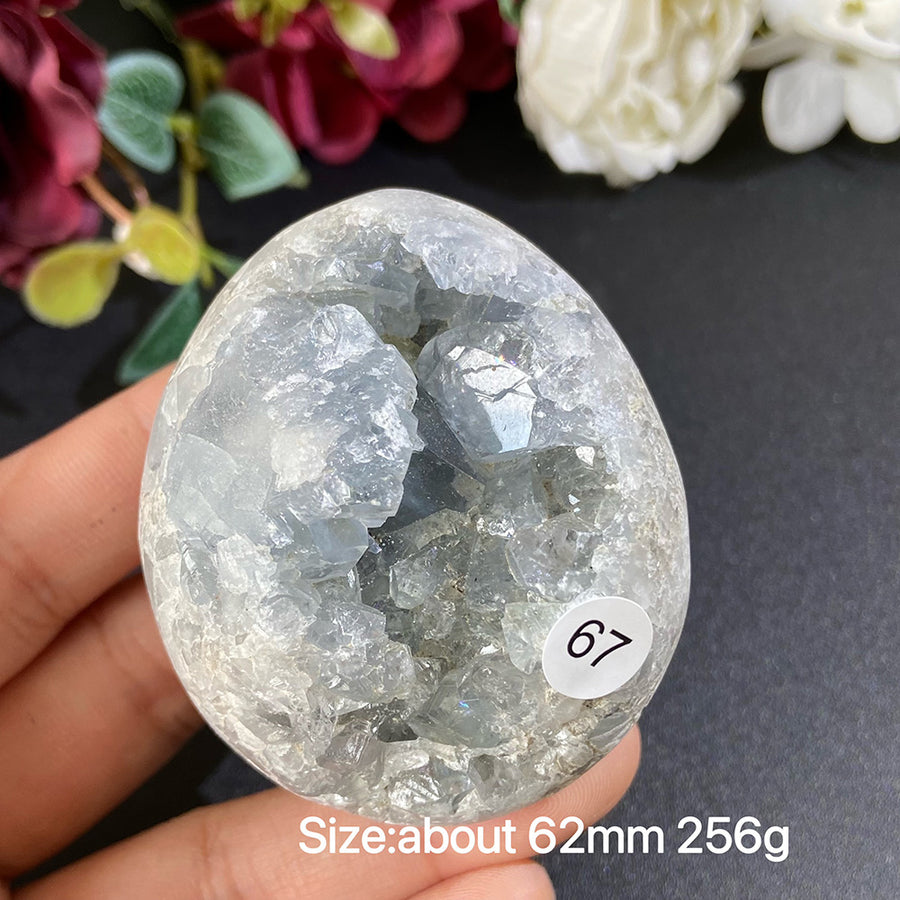 Natural Blue Celestite Geode Specimens - Heart / Drop / Egg Shapes