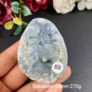 Natural Blue Celestite Geode Specimens - Heart / Drop / Egg Shapes