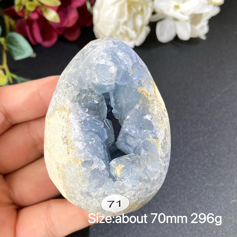 Natural Blue Celestite Geode Specimens - Heart / Drop / Egg Shapes