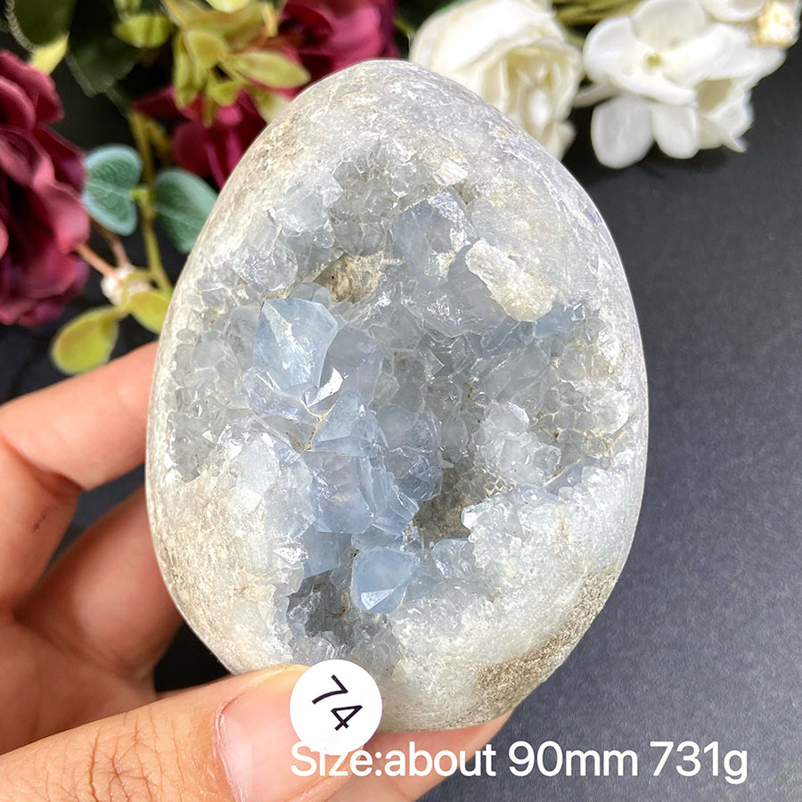 Natural Blue Celestite Geode Specimens - Heart / Drop / Egg Shapes
