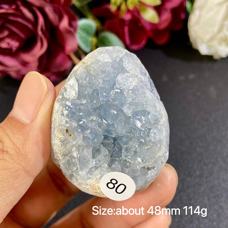 Natural Blue Celestite Geode Specimens - Heart / Drop / Egg Shapes
