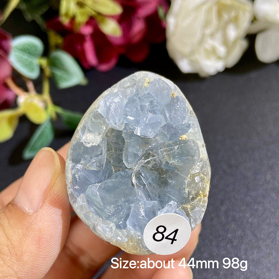 Natural Blue Celestite Geode Specimens - Heart / Drop / Egg Shapes
