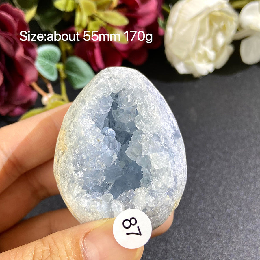 Natural Blue Celestite Geode Specimens - Heart / Drop / Egg Shapes