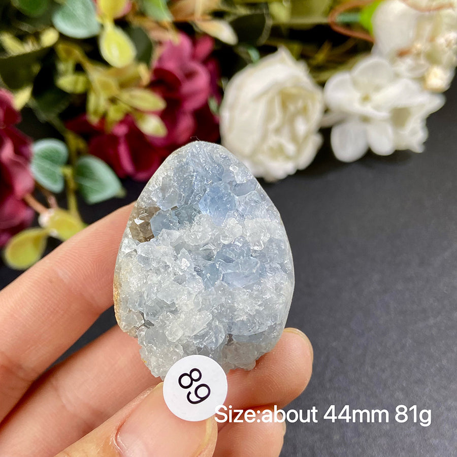 Natural Blue Celestite Geode Specimens - Heart / Drop / Egg Shapes