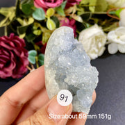 Natural Blue Celestite Geode Specimens - Heart / Drop / Egg Shapes