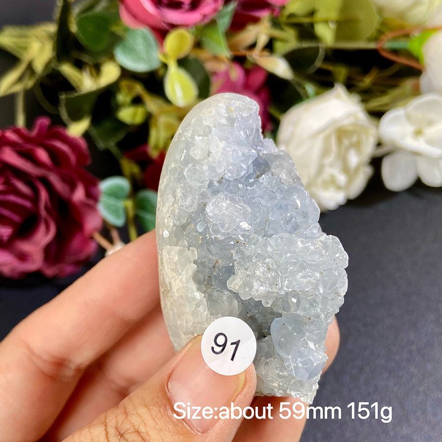 Natural Blue Celestite Geode Specimens - Heart / Drop / Egg Shapes