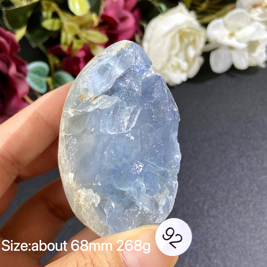 Natural Blue Celestite Geode Specimens - Heart / Drop / Egg Shapes