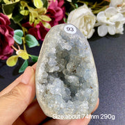 Natural Blue Celestite Geode Specimens - Heart / Drop / Egg Shapes