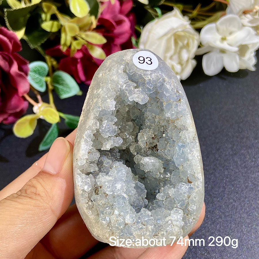 Natural Blue Celestite Geode Specimens - Heart / Drop / Egg Shapes
