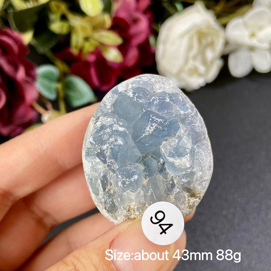 Natural Blue Celestite Geode Specimens - Heart / Drop / Egg Shapes