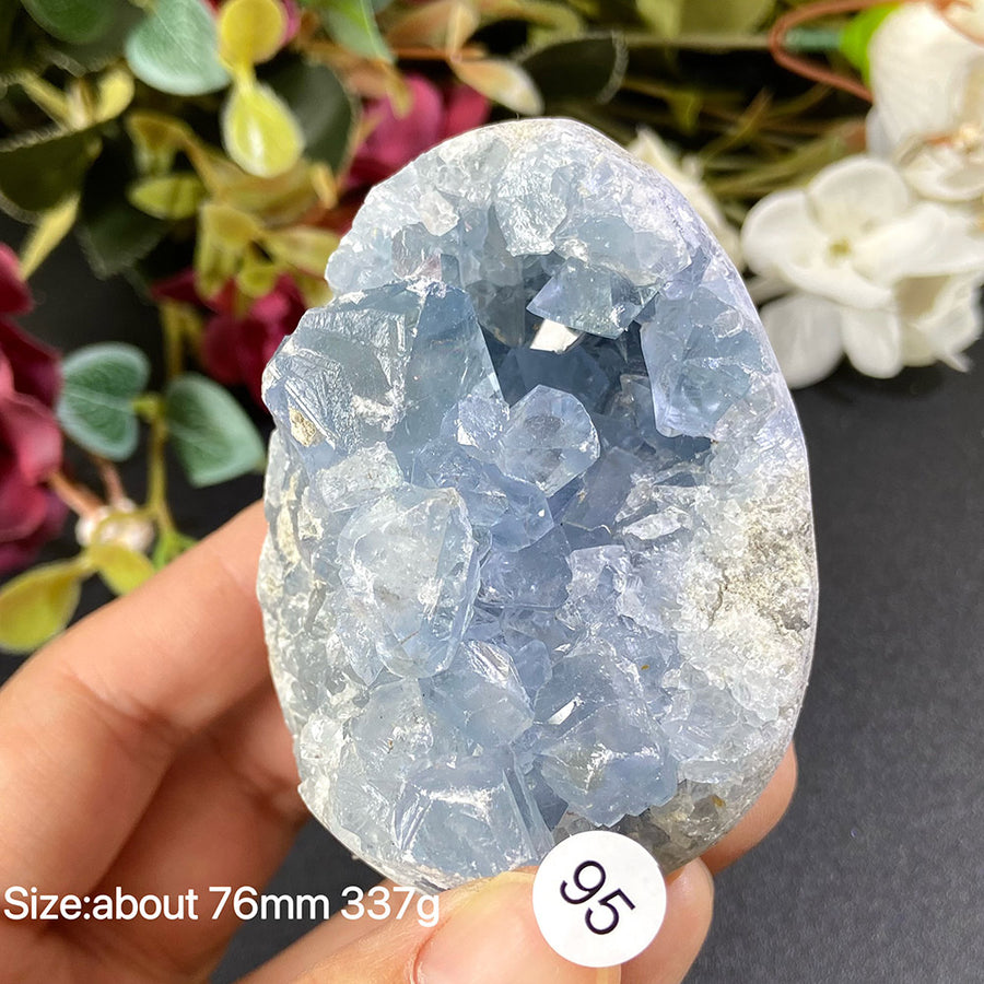 Natural Blue Celestite Geode Specimens - Heart / Drop / Egg Shapes