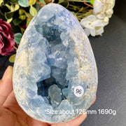 Natural Blue Celestite Geode Specimens - Heart / Drop / Egg Shapes