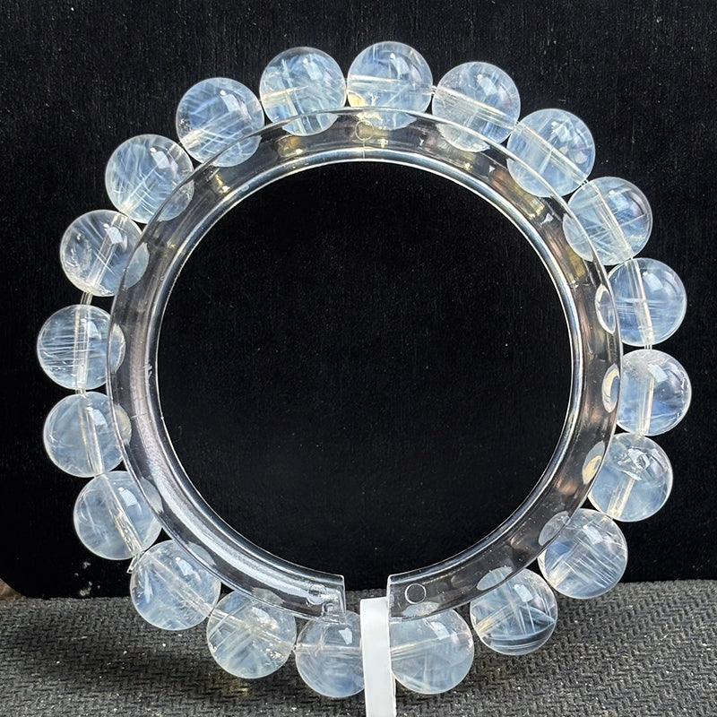 Blue Needle/ Acicular Crystal Beads Bangle Bracelet