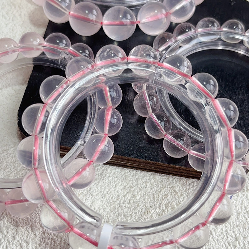 Clean light rose quartz bracelet pink crystal bangle