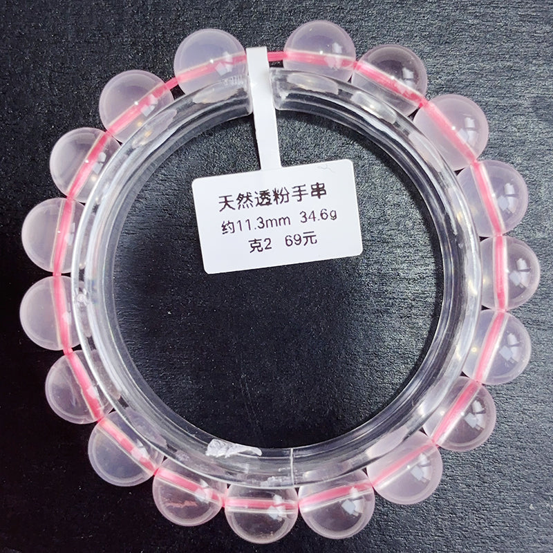 Clean light rose quartz bracelet pink crystal bangle