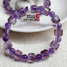Load image into Gallery viewer, 9MM Smoky Amethyst Cube Crystal Quartz Bracelet