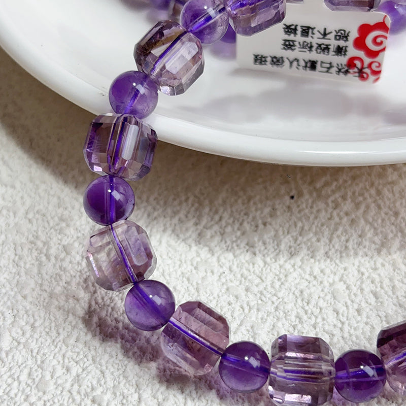 9MM Smoky Amethyst Cube Crystal Quartz Bracelet