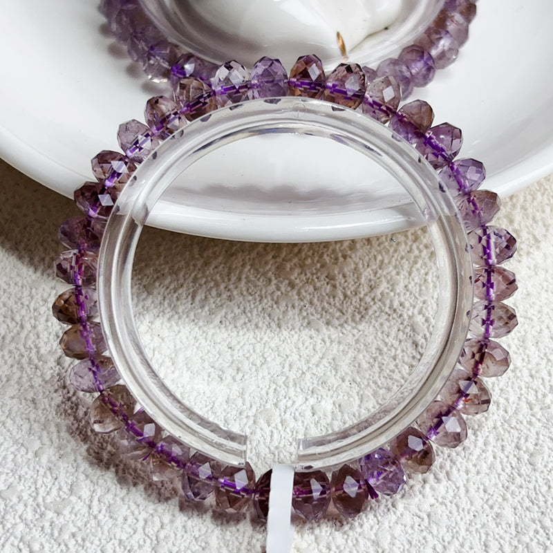 7-8MM Smoky Amethyst Bracelet Faceted Crystal Bangle