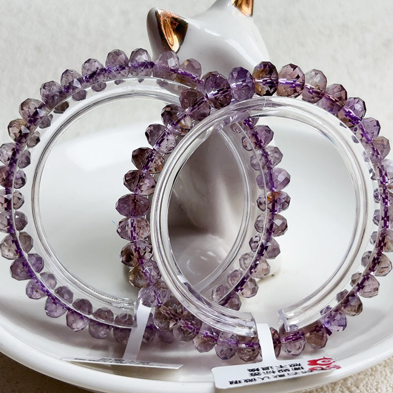 7-8MM Smoky Amethyst Bracelet Faceted Crystal Bangle