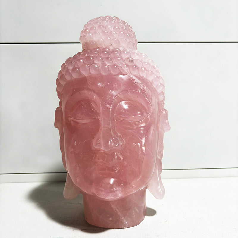Natural Crystal Handmade Carving Rose Quartz Buddha Head