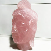Natural Crystal Handmade Carving Rose Quartz Buddha Head
