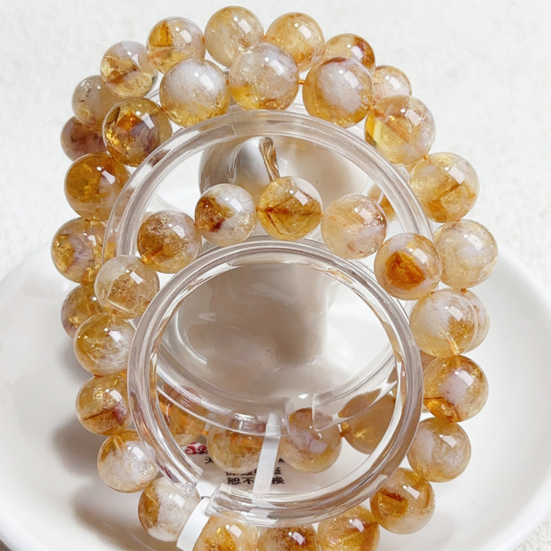 Brazilian Citrine Honey Milk Cap Crystal Bracelet