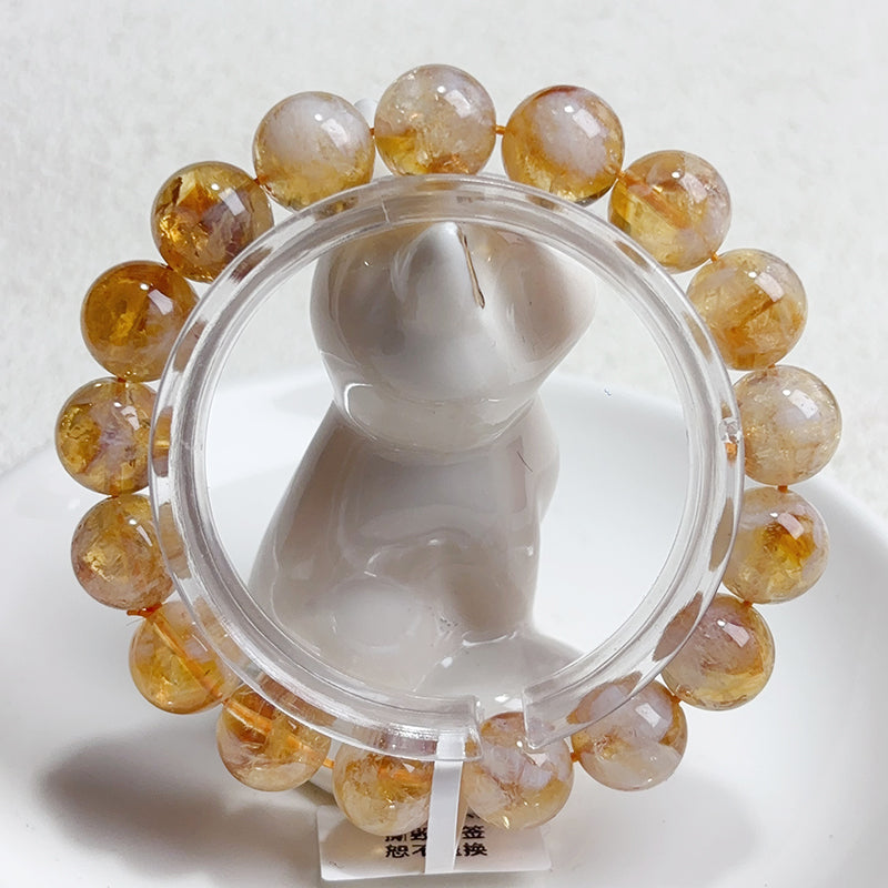 Brazilian Citrine Honey Milk Cap Crystal Bracelet