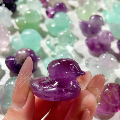 Cute Fluorite Duck Carvings