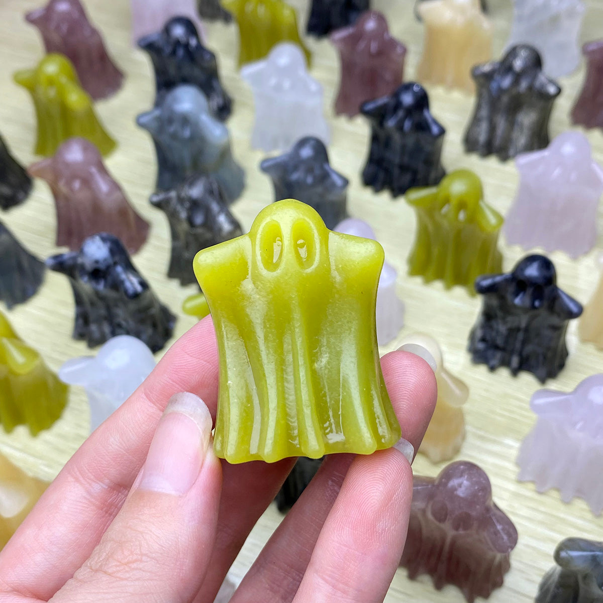Natural Crystal Ghost Sculpture  Halloween