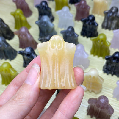 Natural Crystal Ghost Sculpture  Halloween