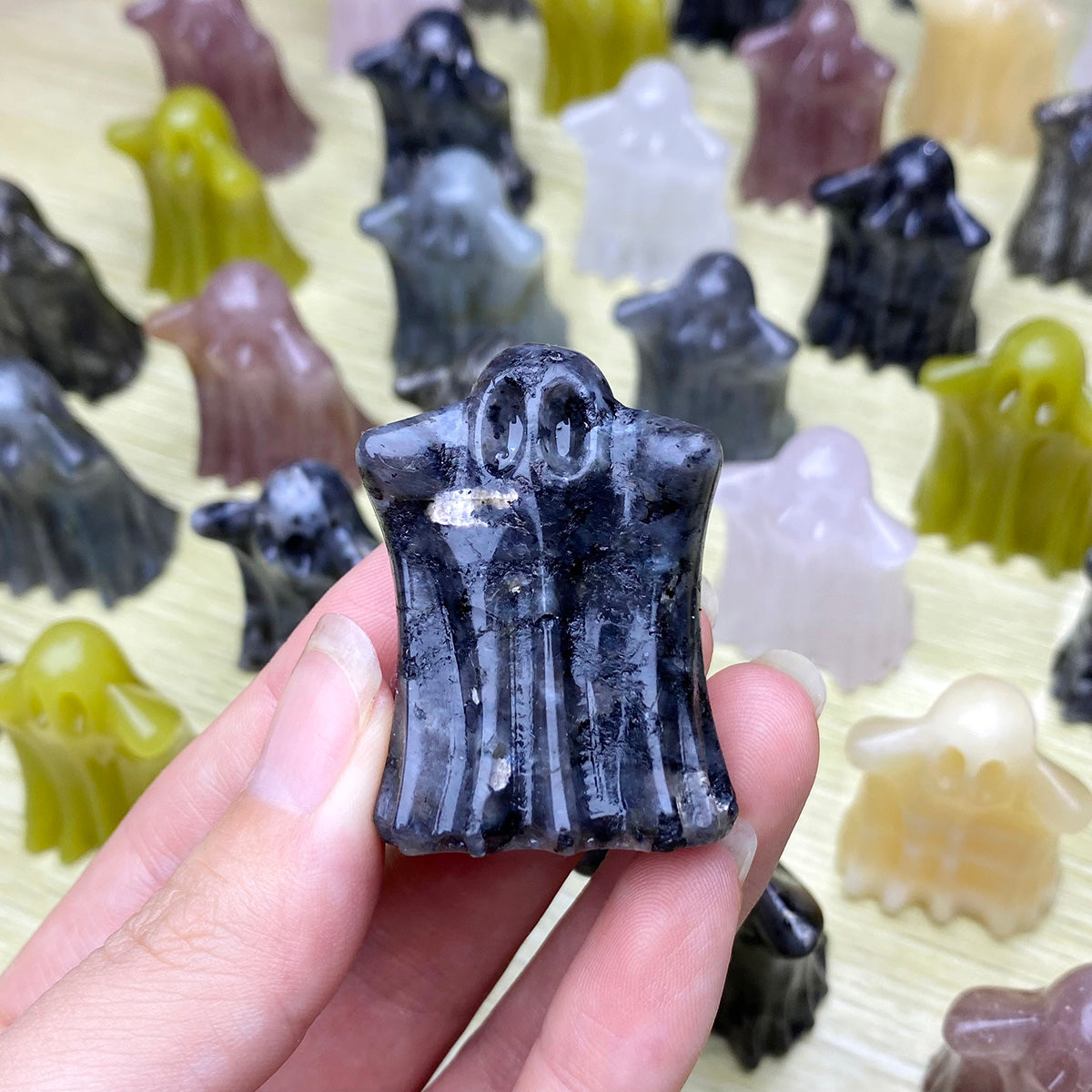 Natural Crystal Ghost Sculpture  Halloween